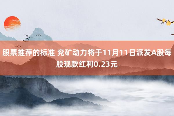 股票推荐的标准 兖矿动力将于11月11日派发A股每股现款红利0.23元