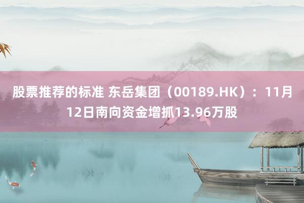 股票推荐的标准 东岳集团（00189.HK）：11月12日南向资金增抓13.96万股