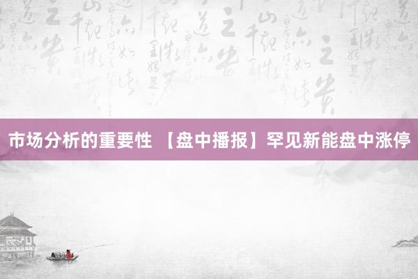 市场分析的重要性 【盘中播报】罕见新能盘中涨停