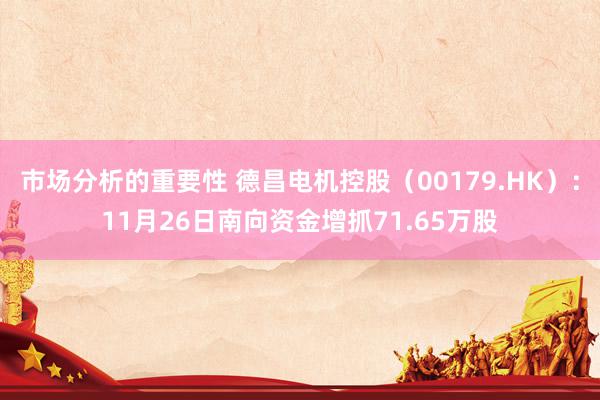 市场分析的重要性 德昌电机控股（00179.HK）：11月26日南向资金增抓71.65万股