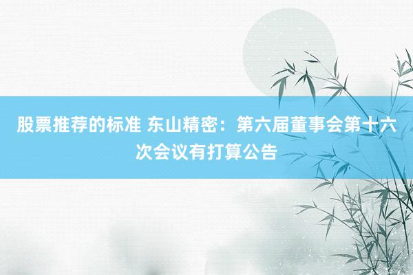 股票推荐的标准 东山精密：第六届董事会第十六次会议有打算公告