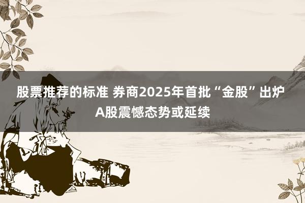 股票推荐的标准 券商2025年首批“金股”出炉 A股震憾态势或延续