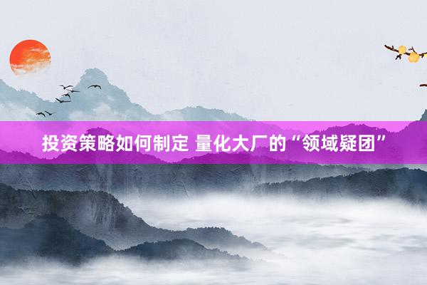 投资策略如何制定 量化大厂的“领域疑团”