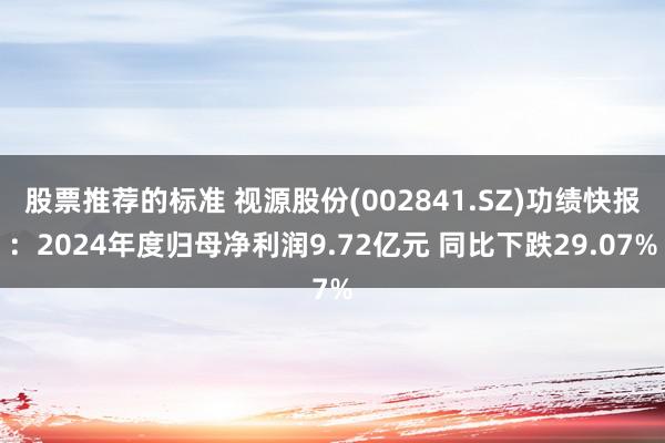 股票推荐的标准 视源股份(002841.SZ)功绩快报：2024年度归母净利润9.72亿元 同比下跌29.07%