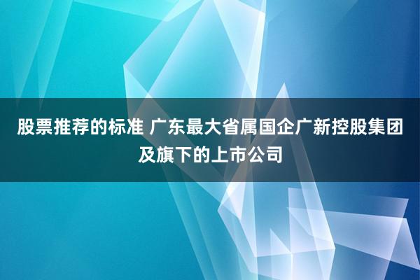 股票推荐的标准 广东最大省属国企广新控股集团及旗下的上市公司