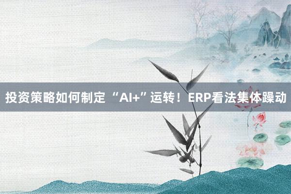 投资策略如何制定 “AI+”运转！ERP看法集体躁动