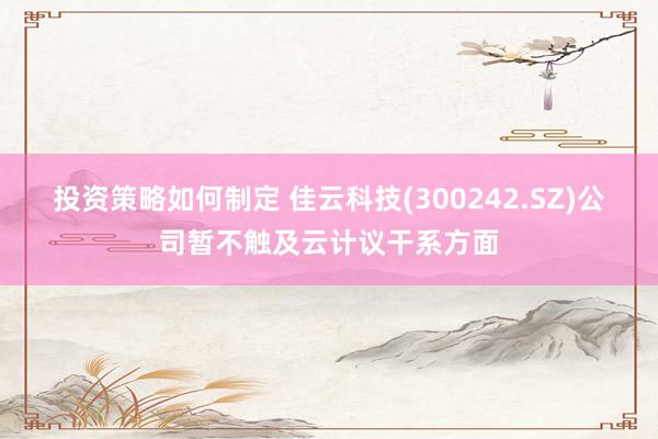 投资策略如何制定 佳云科技(300242.SZ)公司暂不触及云计议干系方面