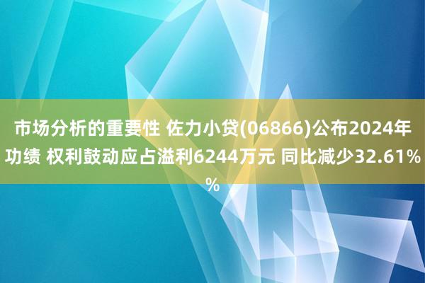 市场分析的重要性 佐力小贷(06866)公布2024年功绩 权利鼓动应占溢利6244万元 同比减少32.61%